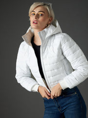 white hooded crop bomber puffer jacket sassafras