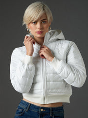 white hooded crop bomber puffer jacket sassafras