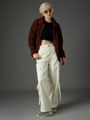 brown faux fur oversized jacket sassafras