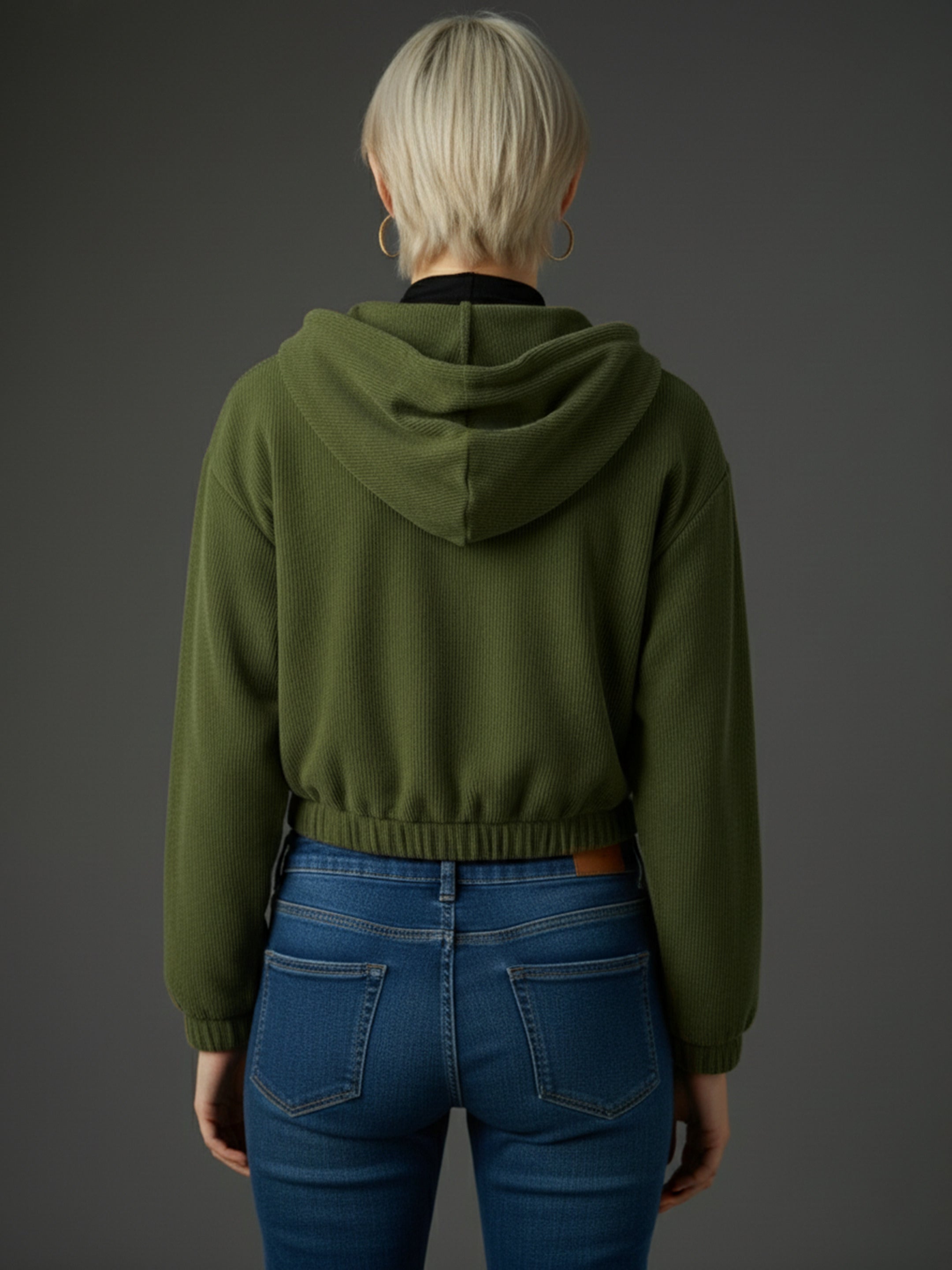 olive hooded boxy corduroy crop jacket sassafras