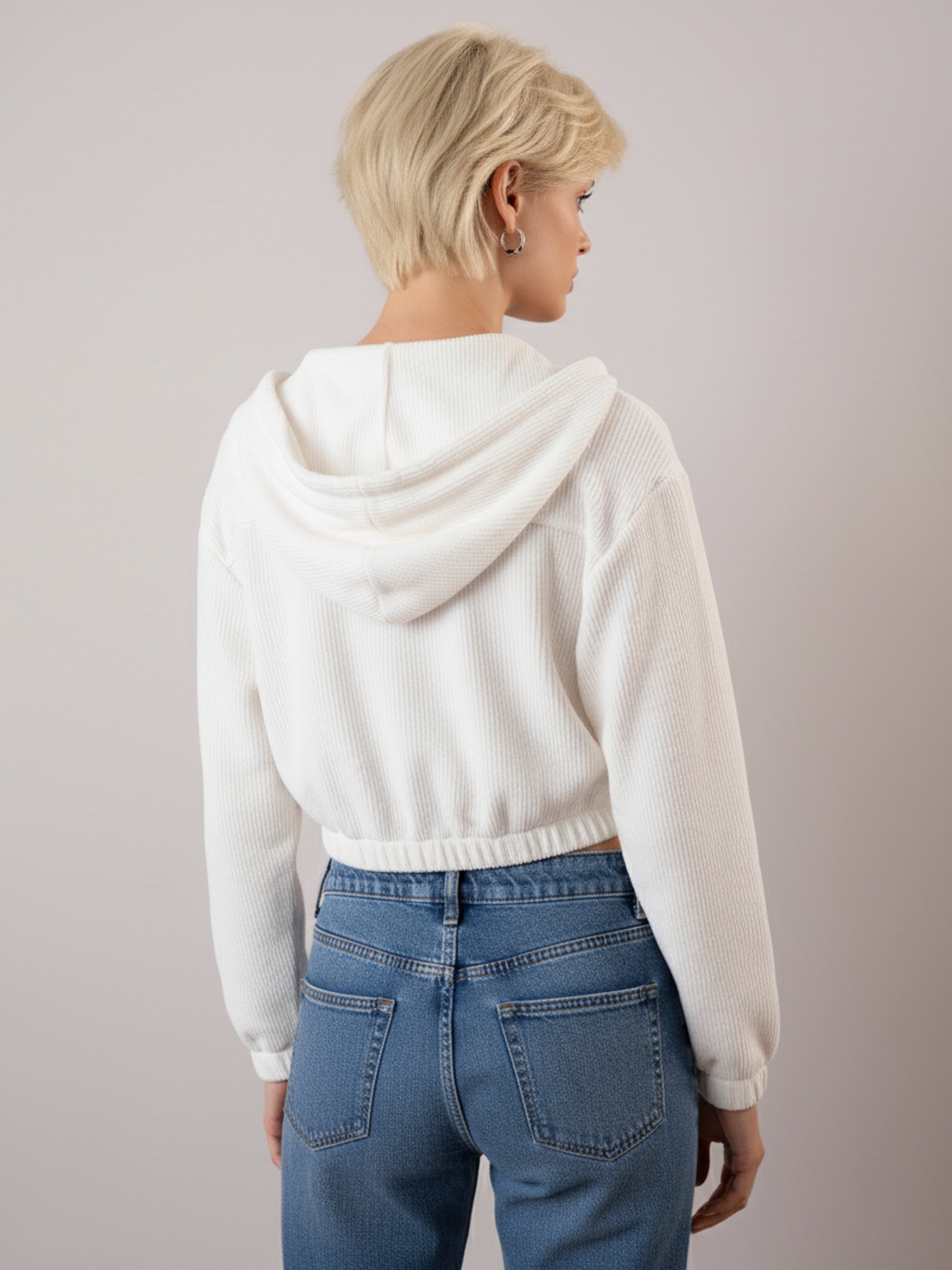 white hooded boxy corduroy crop jacket sassafras
