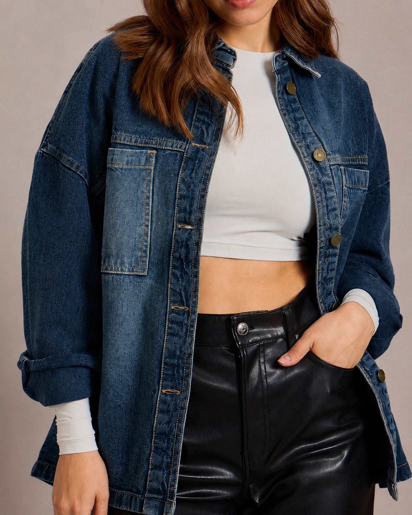 Blue Wash Denim Oversized Jacket-SASSAFRAS BASICS