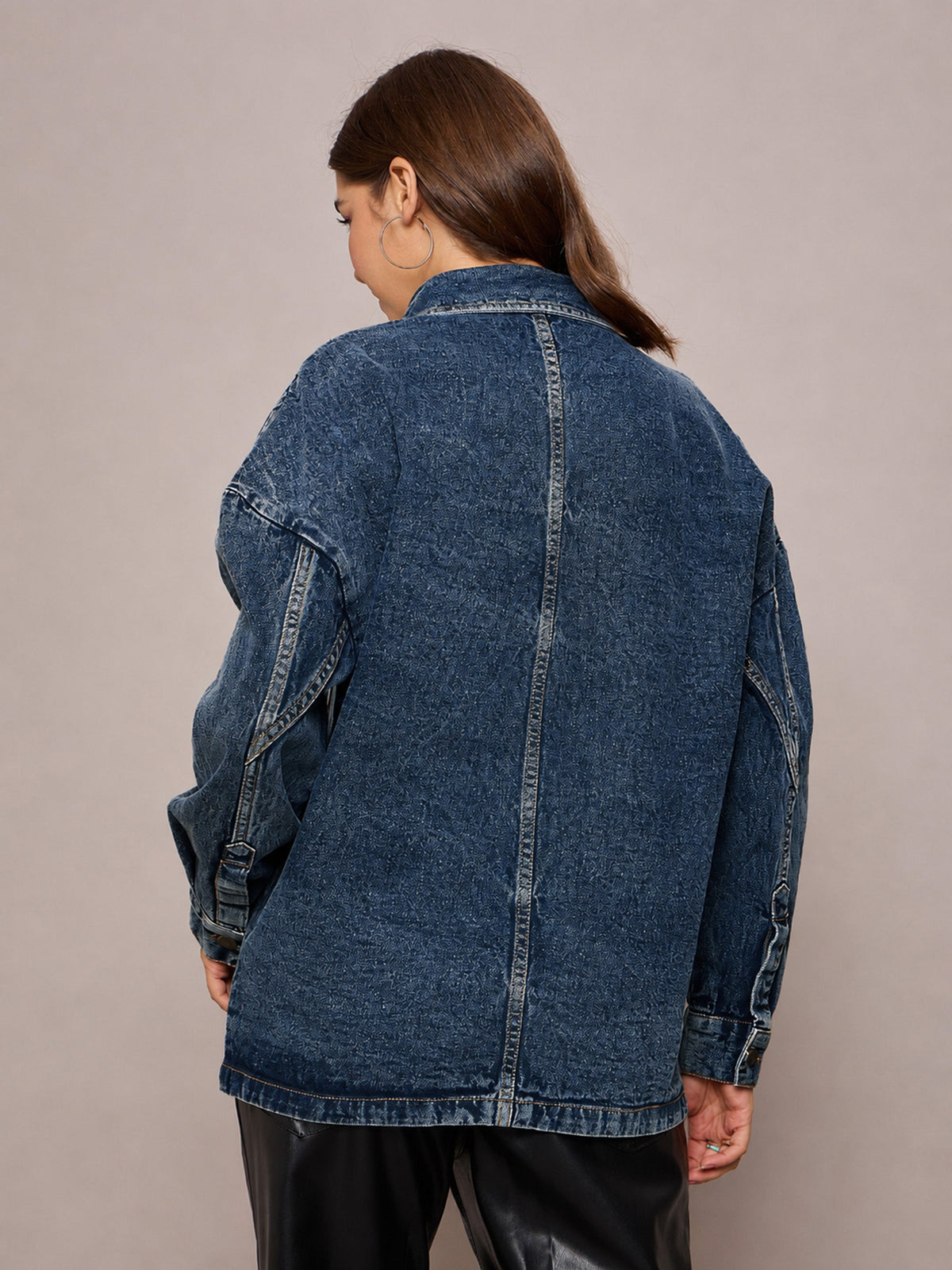 Blue Wash Denim Oversized Jacket-SASSAFRAS BASICS