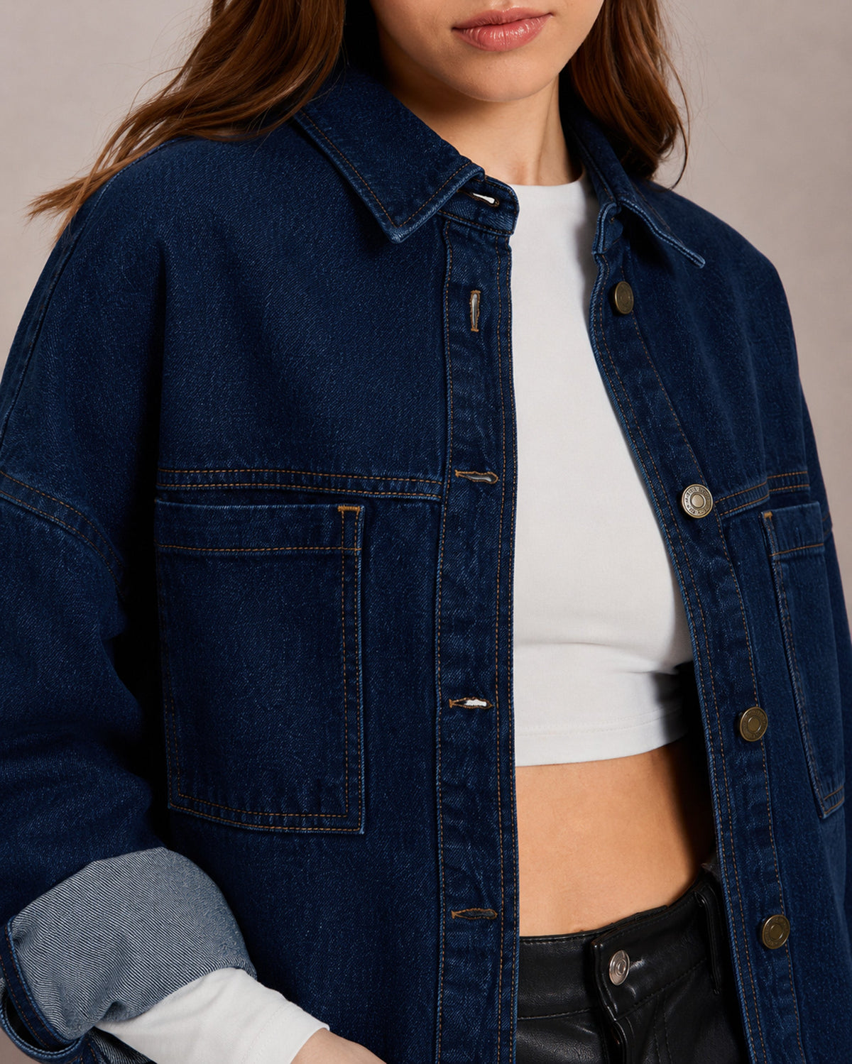 Navy Denim Oversized Jacket-SASSAFRAS BASICS