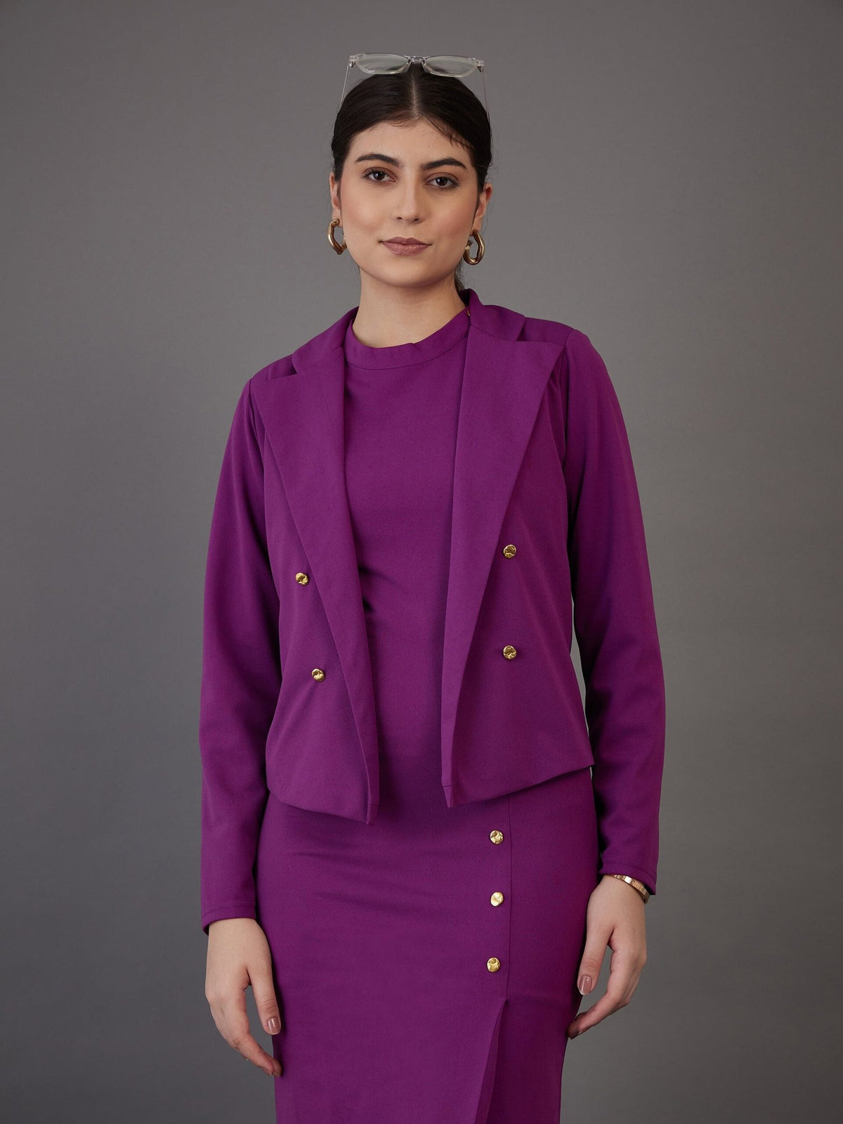 Women Notch Collar Single-Breasted Blazer