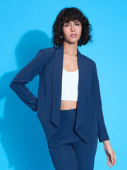 Women Grey Shawl Collar Front Open Blazer