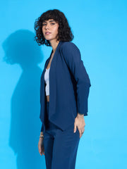 Women Grey Shawl Collar Front Open Blazer