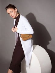 Women Black Rib Full Sleeves Shrug