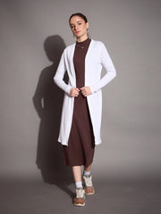Women Black Rib Full Sleeves Shrug