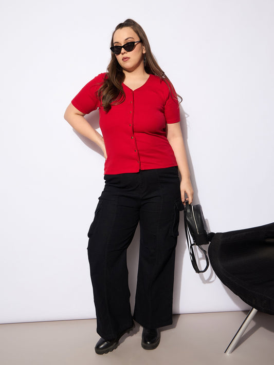 Women Black Denim Front Seam Side Pockets Straight Jeans