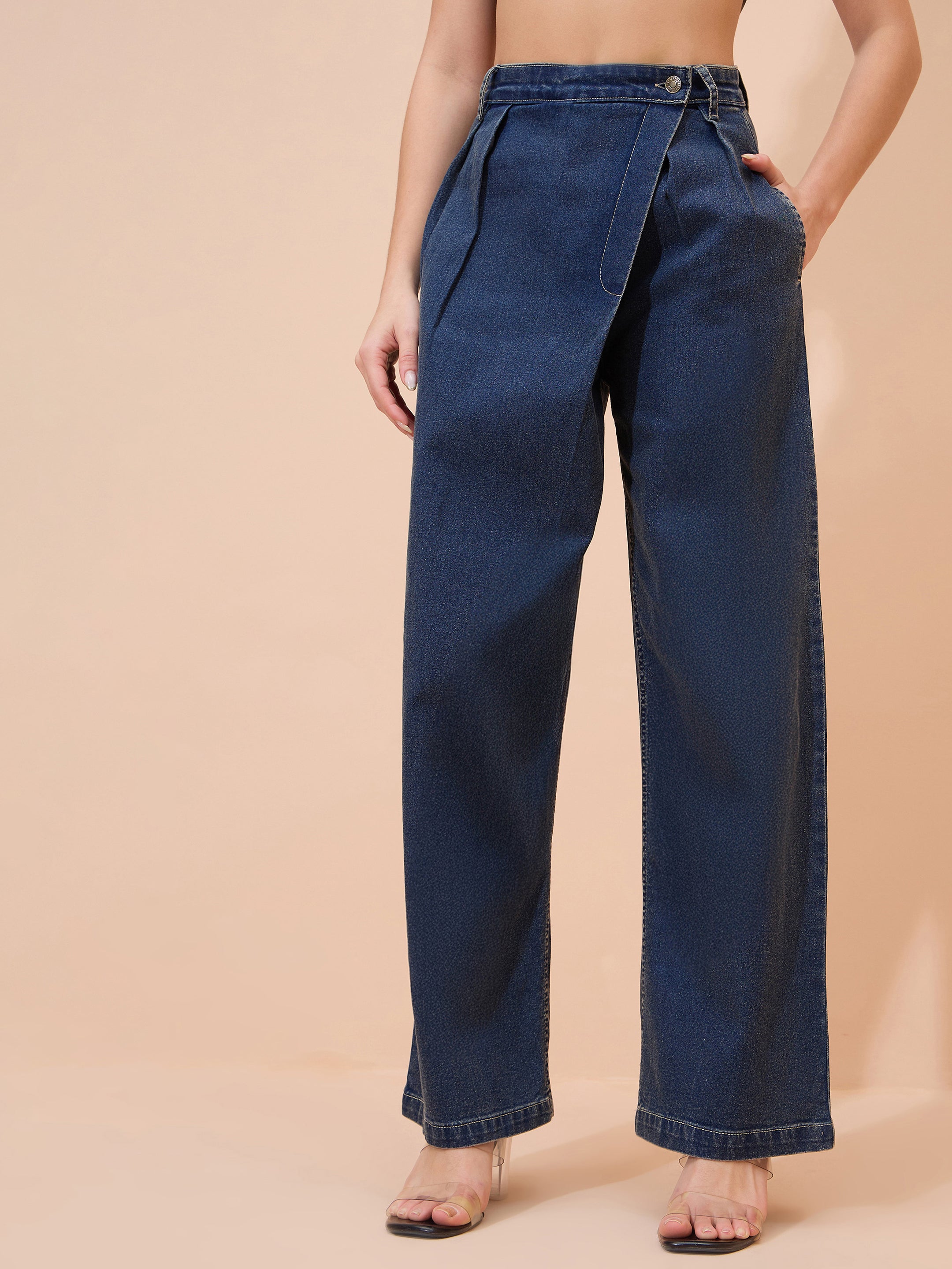 Blue Acid Wash Wrap Straight Jeans SASSAFRAS