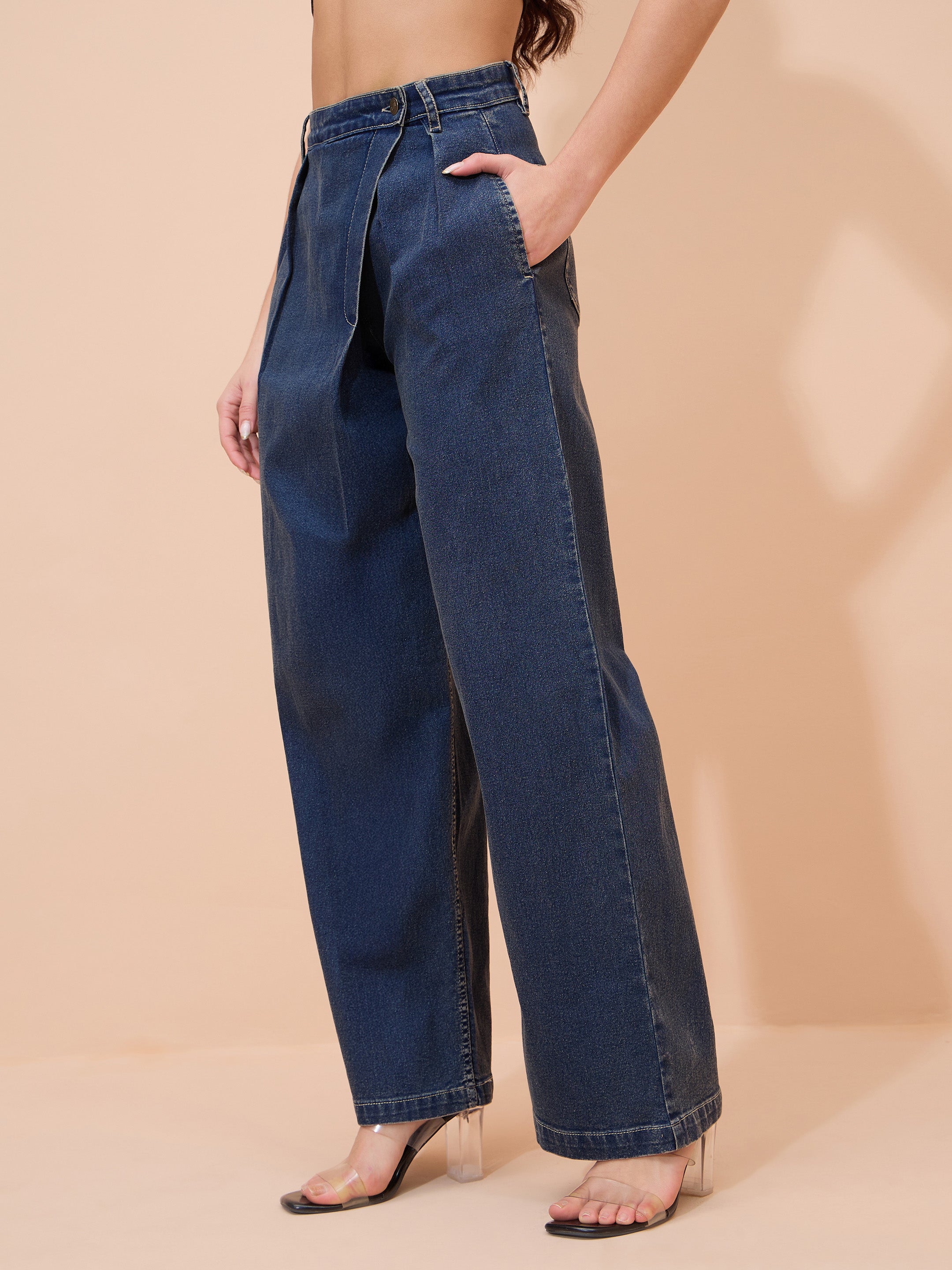 Blue Acid Wash Wrap Straight Jeans SASSAFRAS