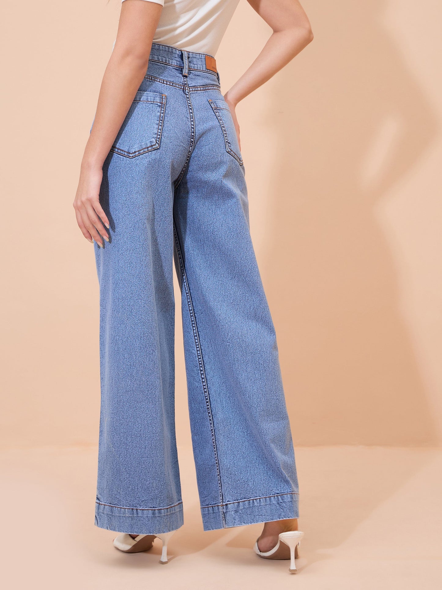 Blue Acid Wash Front Pocket Straight Fit Jeans SASSAFRAS