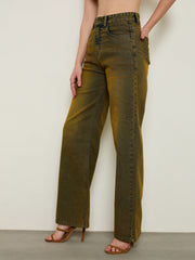 Women Rust Overdyed Wash High Waist Straight Jeans