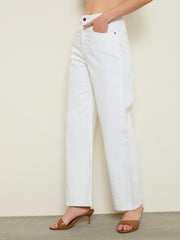 Women White High Waist Straight Jeans
