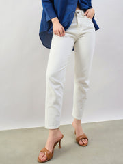 Women White Barrel Fit High Rise Jeans