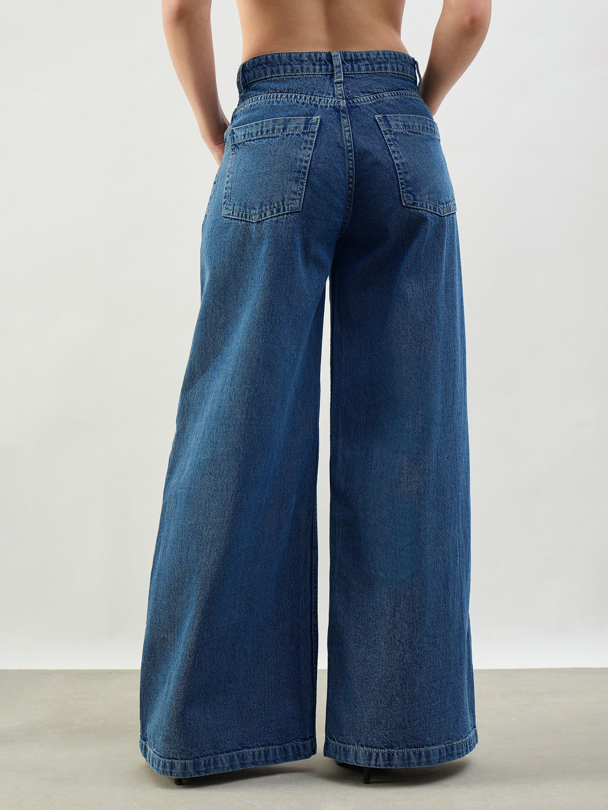 Blue Whisker Low Waist Wide Leg Jeans -SASSAFRAS BASICS