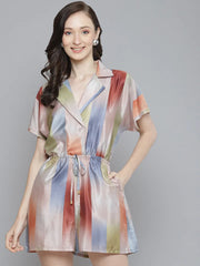 Sassafras - Multicolour Striped Notched Collar Romper, Multicolour