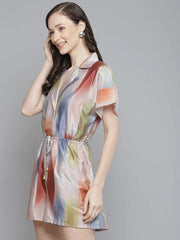 Sassafras - Multicolour Striped Notched Collar Romper, Multicolour