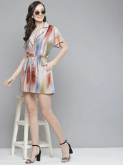 Sassafras - Multicolour Striped Notched Collar Romper, Multicolour