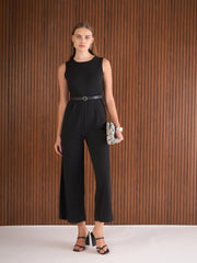 Women Black Belted Jumpsuit