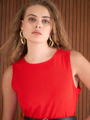 Women Red Belted Jumpsuit