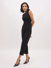 Women Black Sleeveless Round Neck Jumpsuit