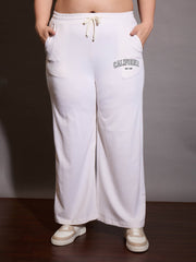 Women White CALIFORNIA Terry Track Pants