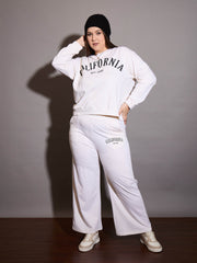 Women White CALIFORNIA Terry Track Pants