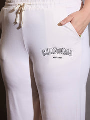 Women White CALIFORNIA Terry Track Pants