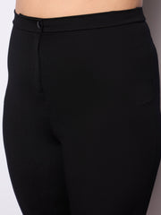 Women Black Roma Front Zipper Mom Fit Pants