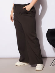 Women Dark Brown Roma Elasticated Straight Pants