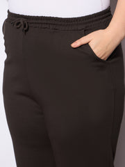 Women Dark Brown Roma Elasticated Straight Pants
