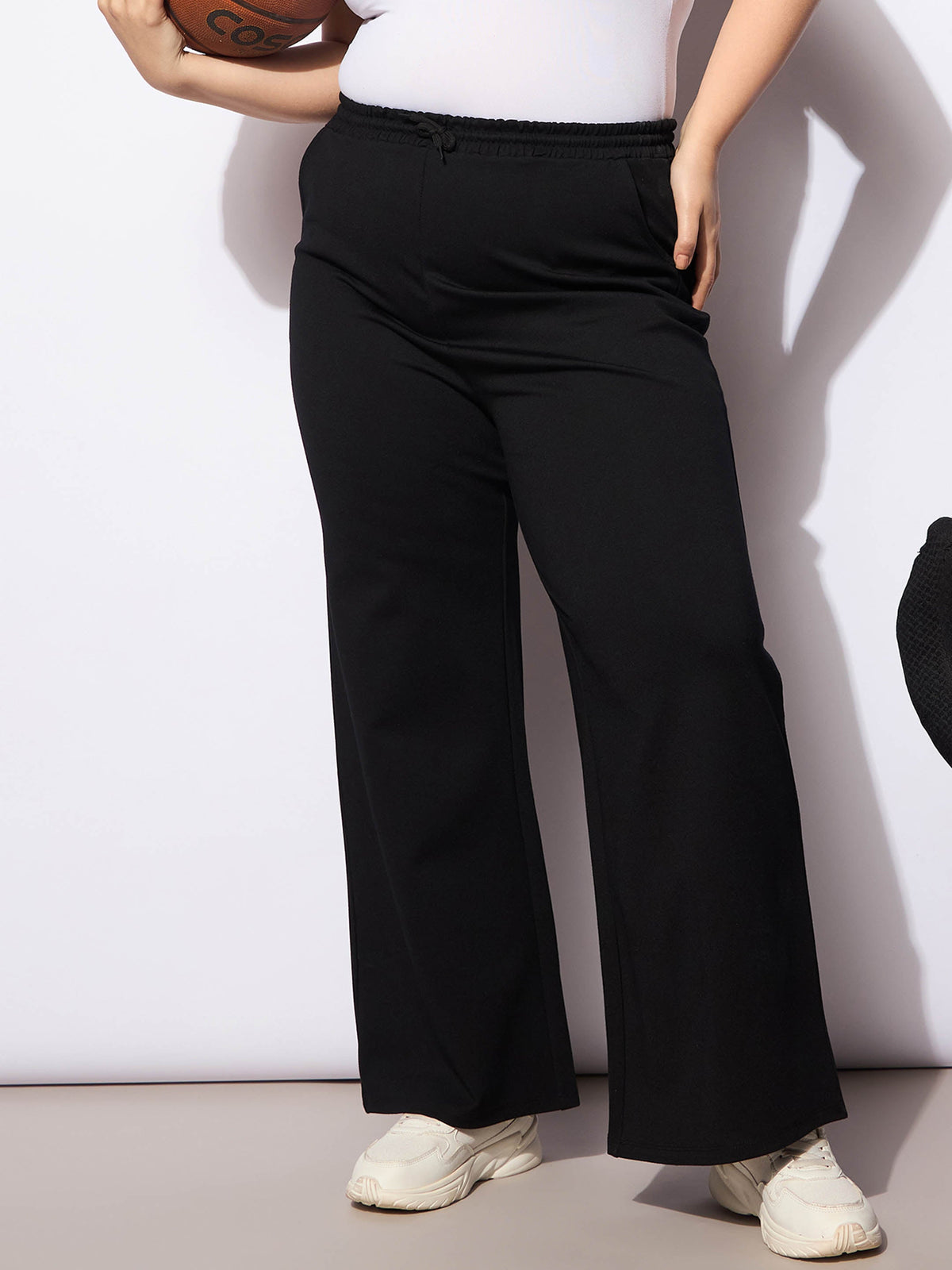 Women Black Roma Elasticated Straight Pants