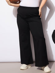 Women Black Roma Elasticated Straight Pants