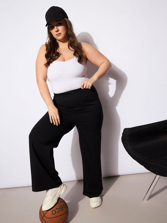 Women Black Roma Elasticated Straight Pants