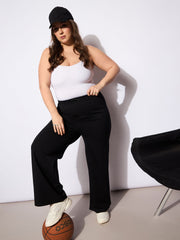 Women Black Roma Elasticated Straight Pants