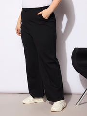 Women Black Roma Elasticated Straight Pants