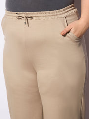 Women Light Beige Roma Elasticated Straight Pants