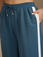 Women Airforce Blue Side Tape Drawstring Joggers