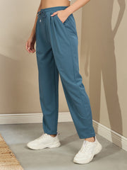 Women Airforce Blue Tapered Drawstring Joggers