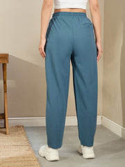 Women Airforce Blue Tapered Drawstring Joggers