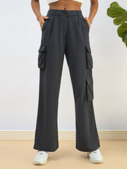 Women Blue Comfort Fit Korean Cargo Pants