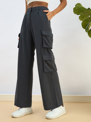 Women Blue Comfort Fit Korean Cargo Pants