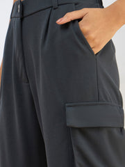 Women Blue Comfort Fit Korean Cargo Pants