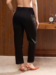Women Black Cross Pocket Tapered Pants