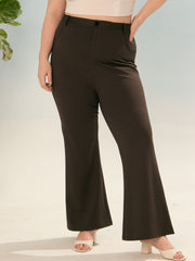 Women Dark Brown Flared Bell Bottom Pants