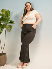 Women Dark Brown Flared Bell Bottom Pants