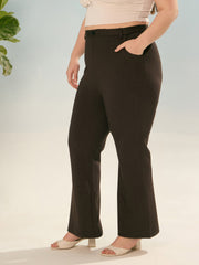 Women Dark Brown Flared Bell Bottom Pants