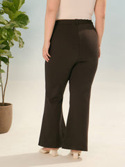 Women Dark Brown Flared Bell Bottom Pants